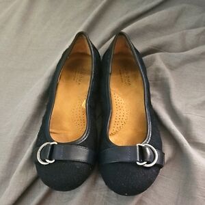 Size 8 Sonoma Navy Flats with‎ Silver Buckle Detail